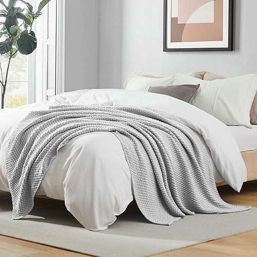 Miniatura 2 de Dreamhood Manta de punto para cama, mantas de color gris claro para verano, mantas tejidas suaves y ligeras para todas las estaciones, 60 x 80