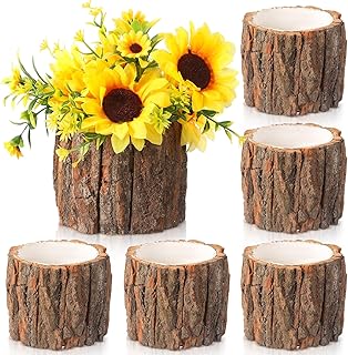 6 Pcs Wooden Vase for Centerpieces Christmas Table Decor Wooden Flower V...