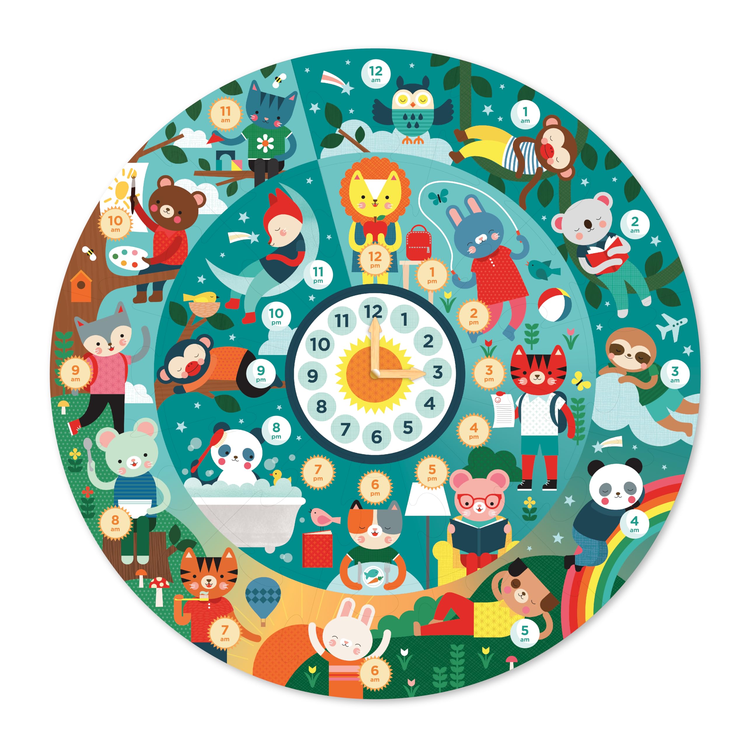 Petit Collage Floor Puzzle, Telling The Time, 24-Pieces - Image 2