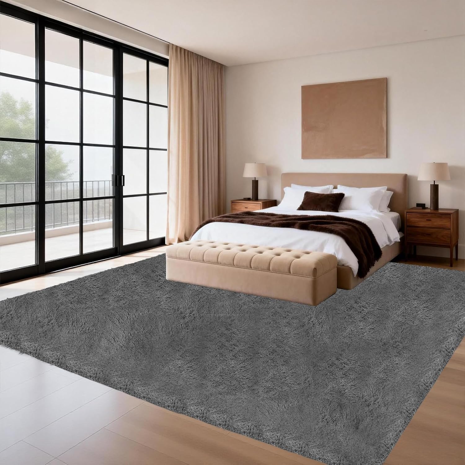 Shag Area Rugs for Living Room Grey, Soft Fluffy 4x6 Feet Fuzzy Plush Bedroom Rug, Shaggy Floor Carpets for Kids Girls Boys Room, Dorms, Nursery, Home Decor Aesthetic, Upgrade Anti-Skid