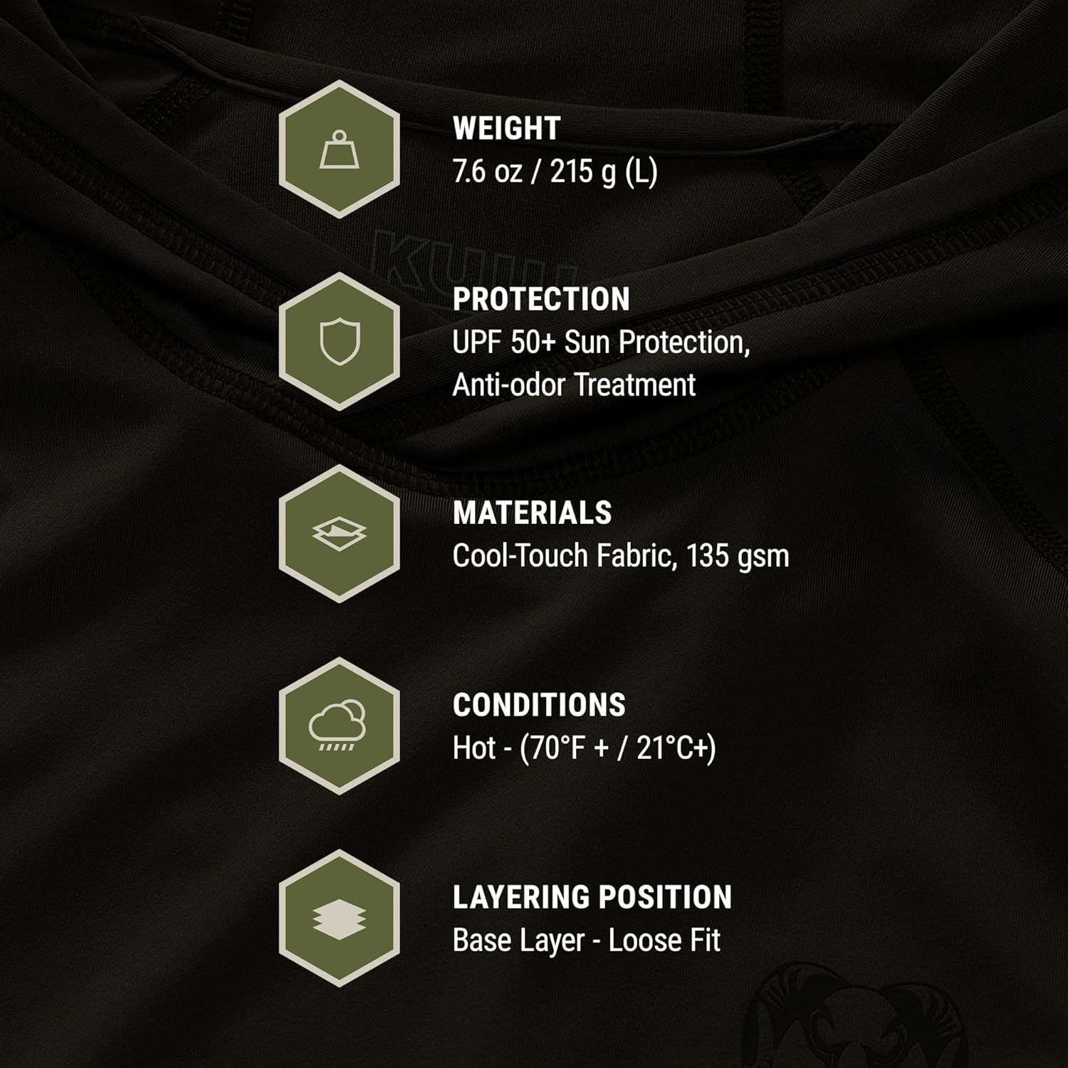 KUIU Gila LS Hoodie UPF 50+ Cooling Shirt for Hunting & Outdoors Quick-Dry, Odor Resistant, Lightweight & Breathable - Image 6