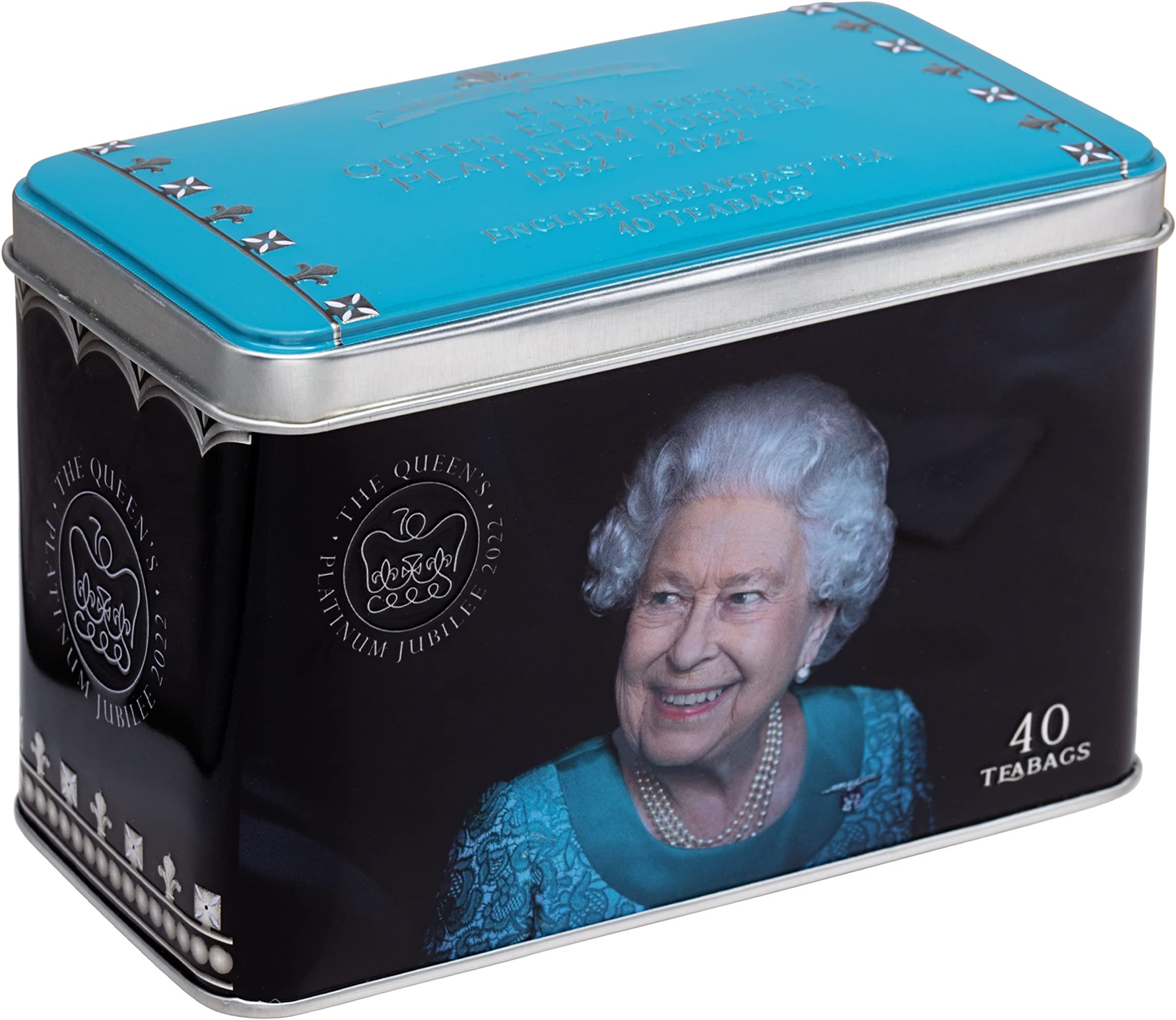 Queen Elizabeth II Jubilee 2022 Commemorative Tea Tin with 40 English Breakfast Teabags