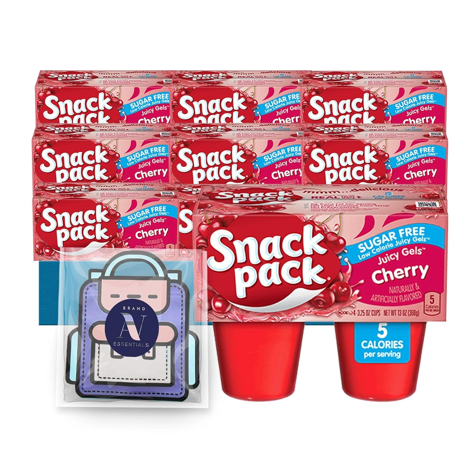 Snack Pack - Lavinia Essentials Bundle: 32-Count of Sugar-Free Flavored Juicy Gels, Gluten-free, On-The-Go 3.25 Plastic Cup + 1 Utility Prop. (3.25oz Cup, Sugar-Free Cherry)