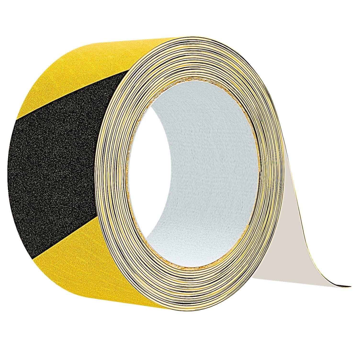 GTSE 50mm (2") x 10m Black/Yellow Anti Slip Tape, High Traction, Strong Grip Abrasive, Non Skid Tape for Indoor/Outdoor Use