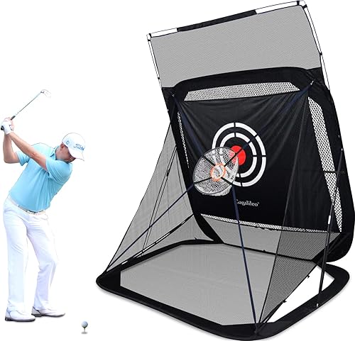 Miniatura 1 de Gagalileo Red de práctica de golf, red de golf desplegable rápida para conducción en el patio, uso en interiores con tela objetivo, bolsa de