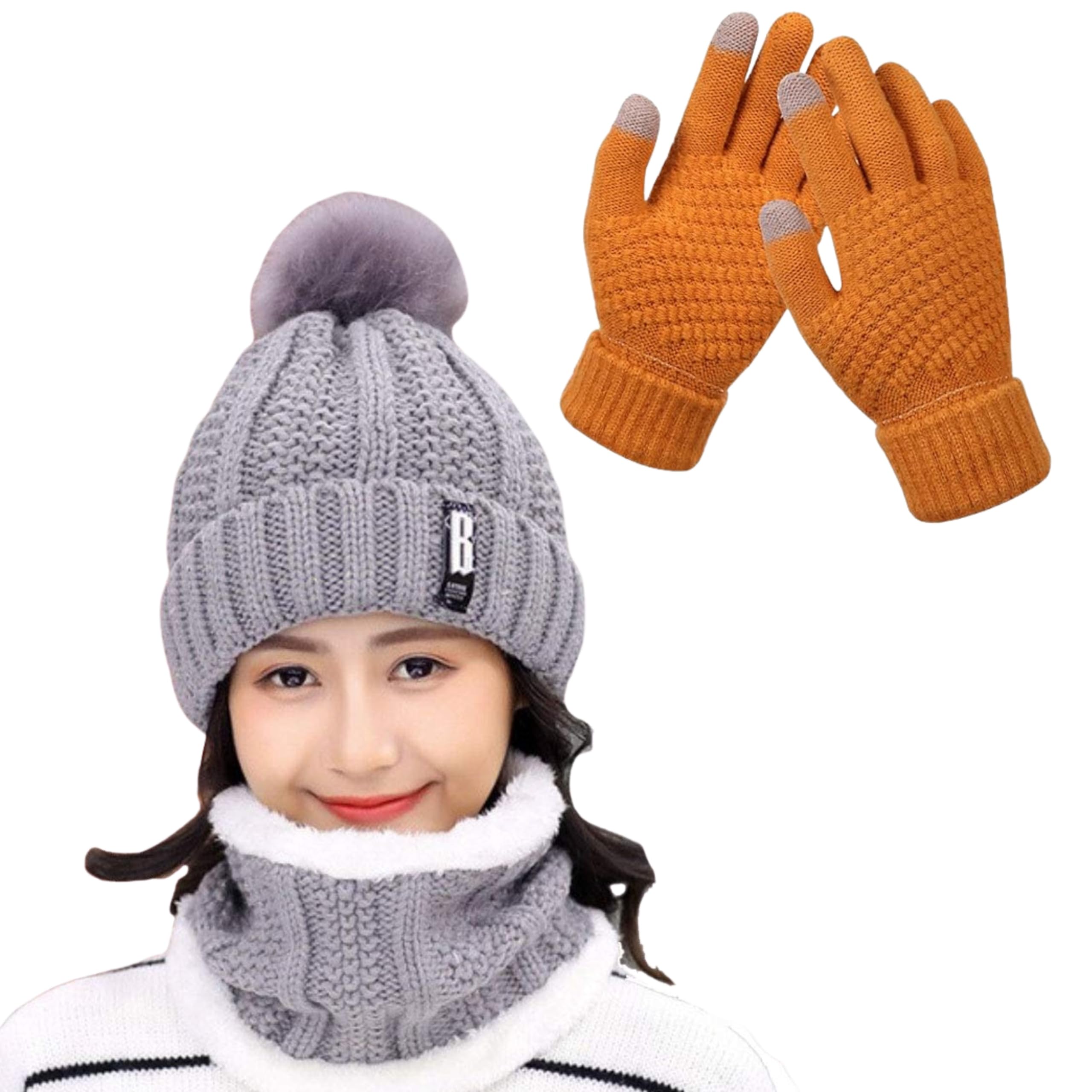 Tomorrow Winter Cap, Neck Warmer Scarf with Touch Gloves Set | Beanie Style | 3 Piece Set - Stay Warm and Stylish this Winter