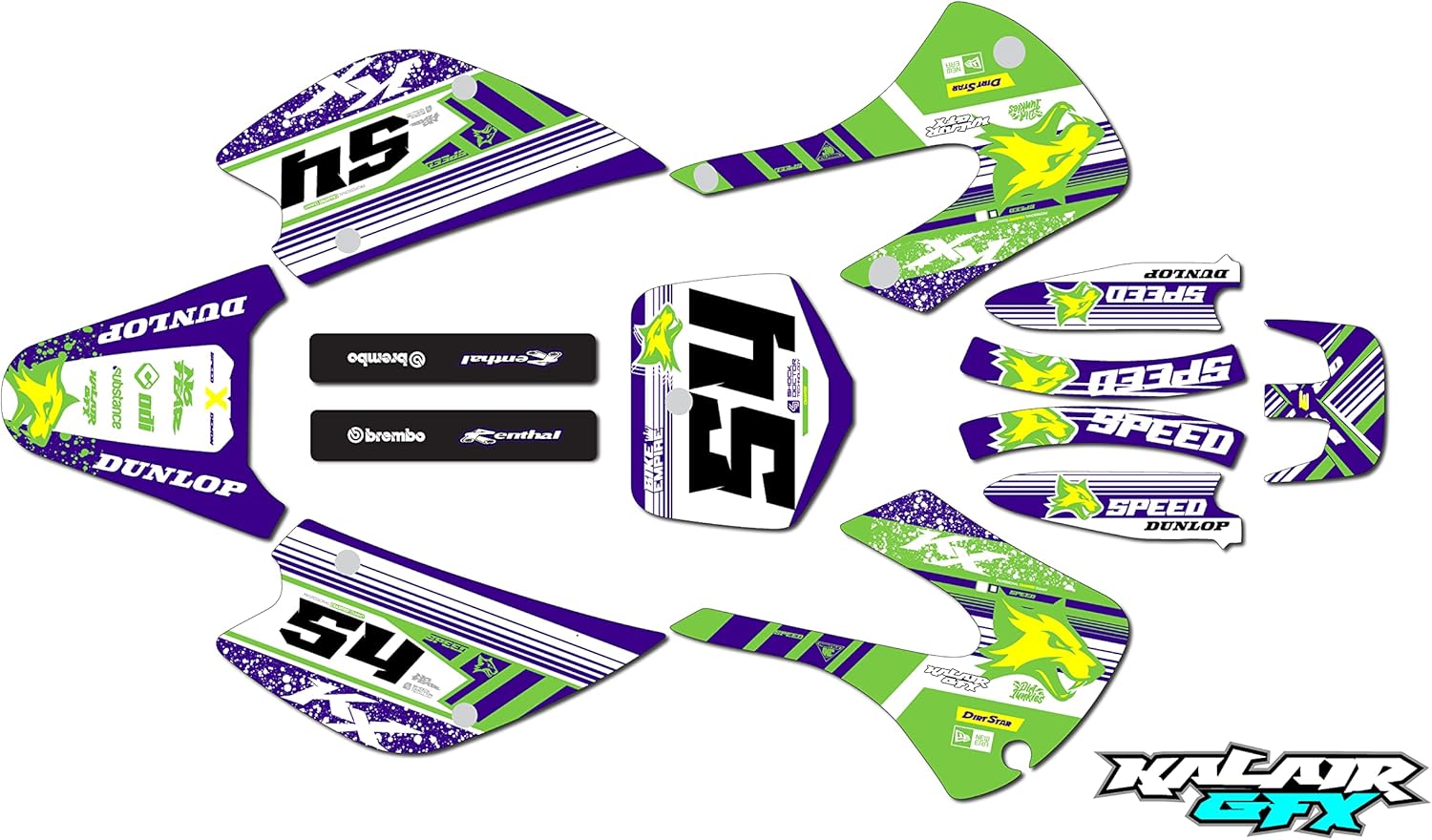 Kalair GFX Graphics Kit for Kawasaki KX85 KX 85 (20012013) Split Series Purple 16