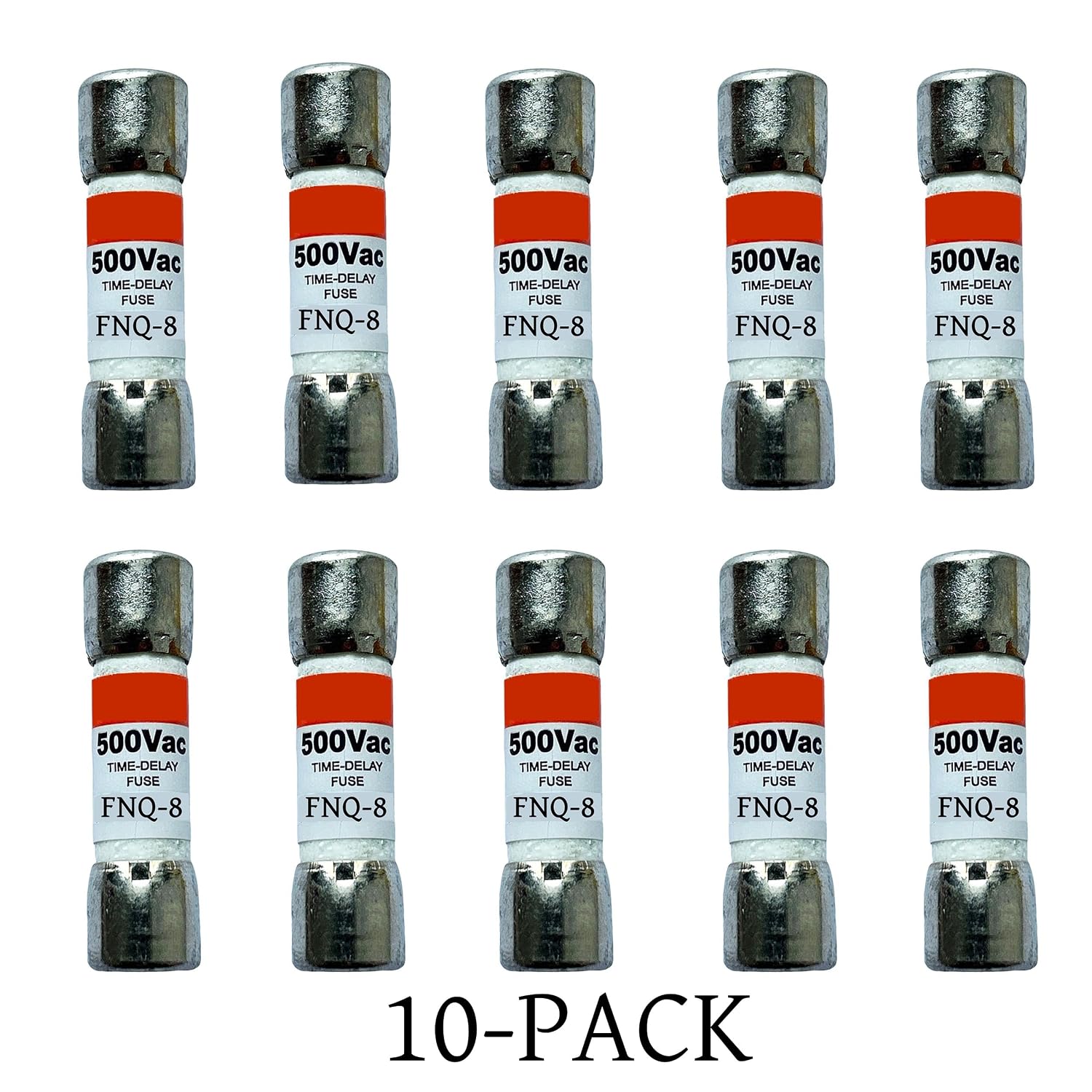 10-Pack New FNQ-8 FNQ-8A FNQ 8A 500Vac Time Delay Fuse,FNQ-8A Current Limiting Class CC Rejection Cartridge Fuses