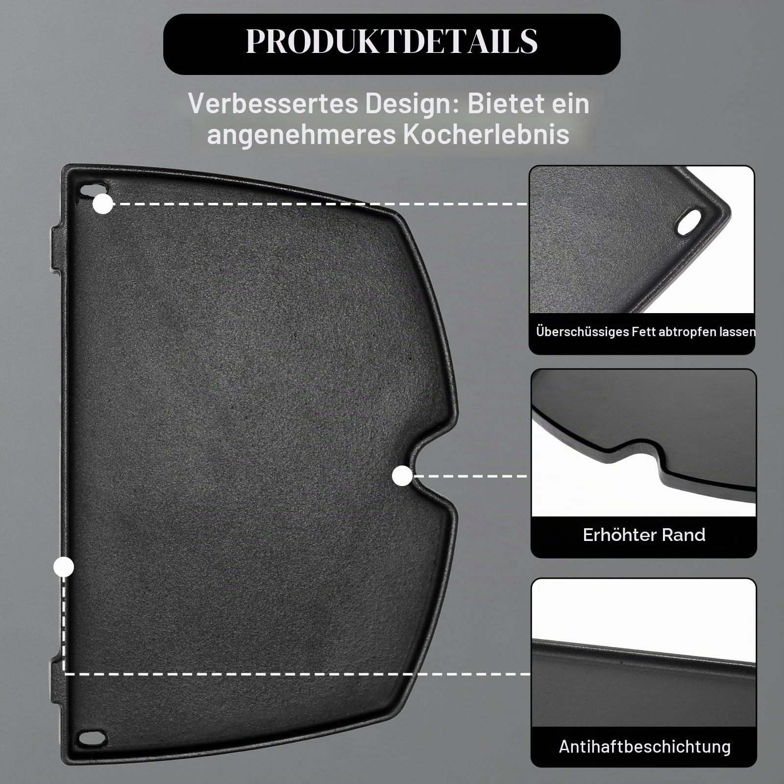6558 Gusseisen Grillplatte für Weber Q100 Q120 Q1000 Q1200 Series, 32 x 22cm Gusseisen Griddle Ersatzteile für Weber Q140 Q1400, Plancha Bretpfane Zubehör