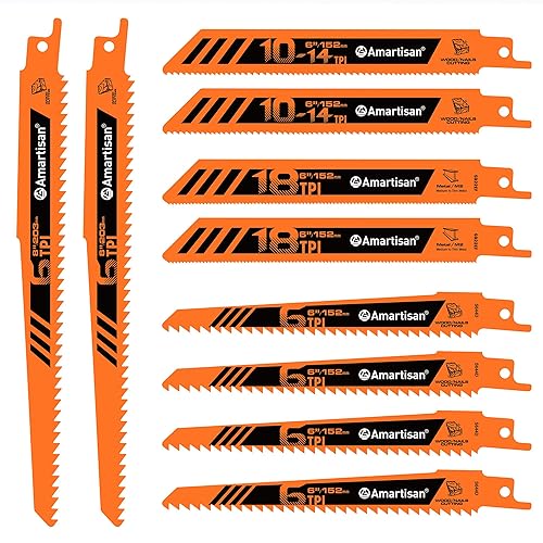 AMARTISAN 10-Piece Bi-Metal Reciprocating Saw Blade Set 6 to 8