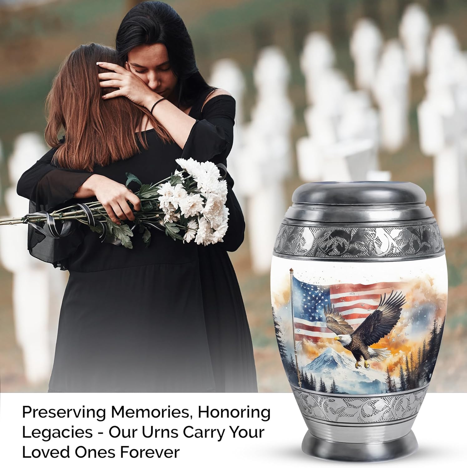 Yatskia American Eagle Urn for Ashes for Women & Men, Adult Urn for Ashes Mom & Dad, (Monar Large, 10 Inch)