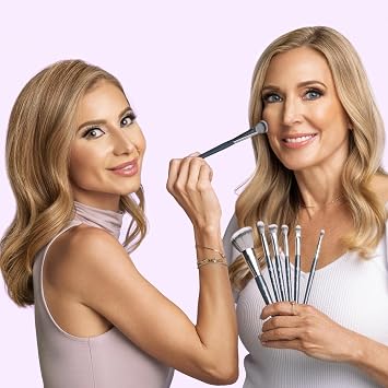 BK BEAUTY Angie Hot & Flashy Makeup Brush Set, 7 Face & Eye Brushes | 7-piece vegan, cruelty-free synthetic fiber set for foundation, concealer, blush, bronzer, contour and powder.