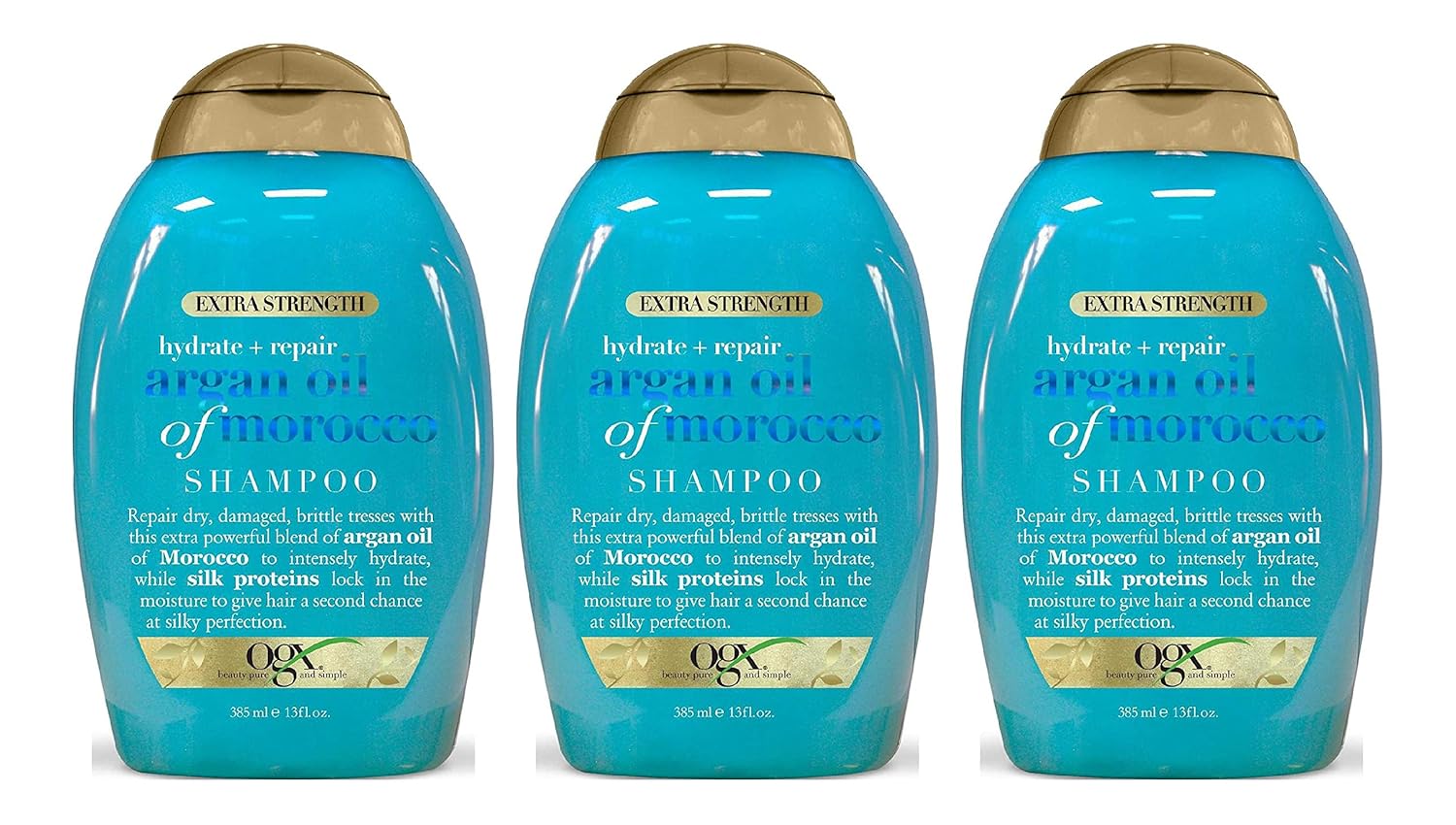 Ogx Shampoo Argan Oil Of Morocco Extra Strength 13 Ounce (384ml) (3 Pack)