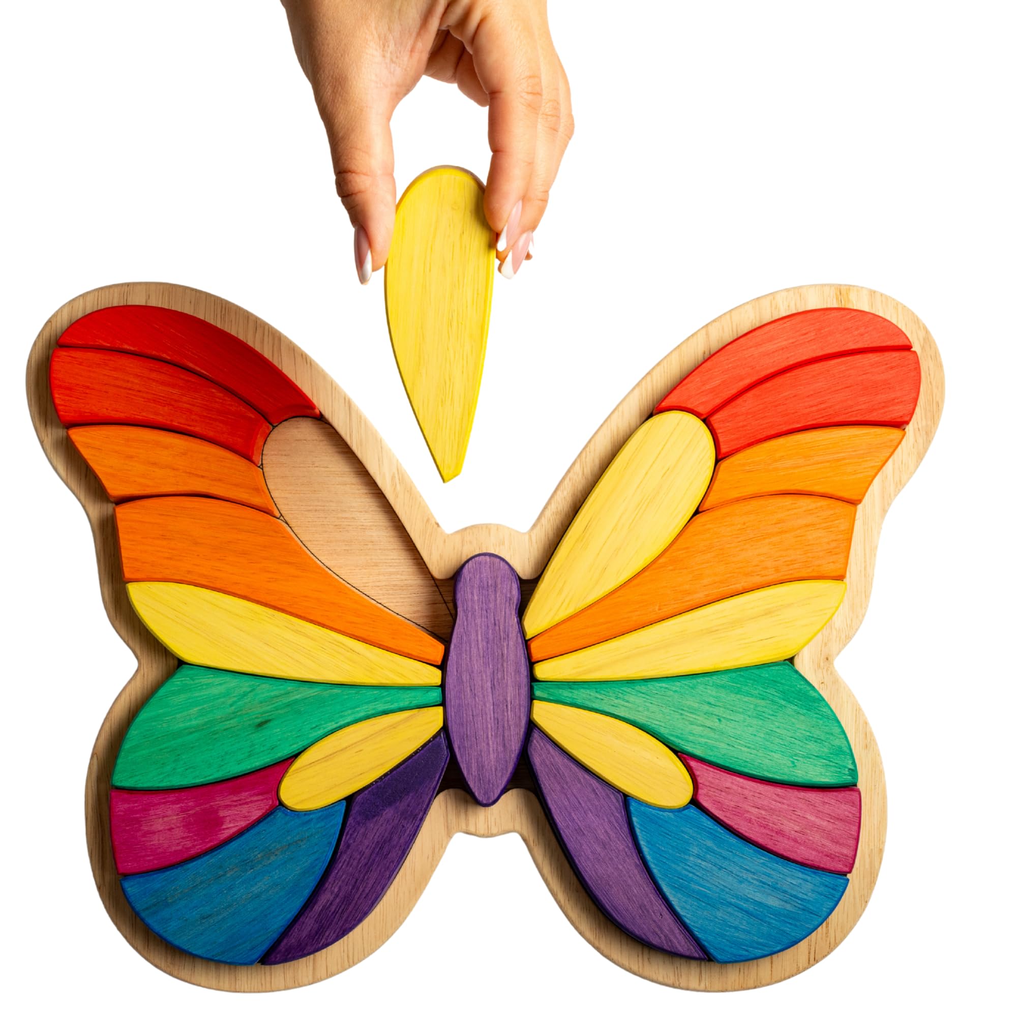Holzpuzzle Schmetterling 3+ Jahre - pädagogisches Spielzeug für Kinder, Entwicklung der Feinmotorik