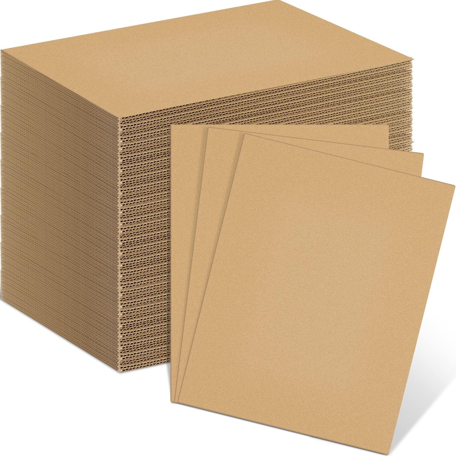 Henoyso 110 Pack 11 X 8.5 Inch Brown Cardboard Sheets | Corrugated Flat Inserts for Packing Shipping Mailing, Protective Separators for Fragile Items Dishes, DIY Crafts Projects