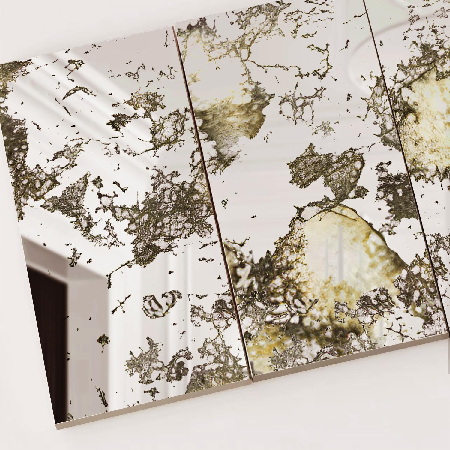 Neukids 3D Rusty Mirror Tiles Vintage Mirror Effect,35pcs Wet Vintage ...