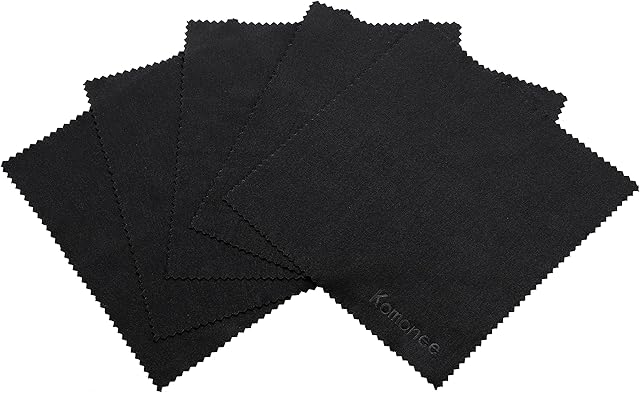 Komonee Microfibre Black Cleaning Cloths For Glasses Sunglasses Lenses Electronics Mobile Phones Cameras Laptops Tablets TV's Jewellery Silverware LCD Screens (Pack of 3)