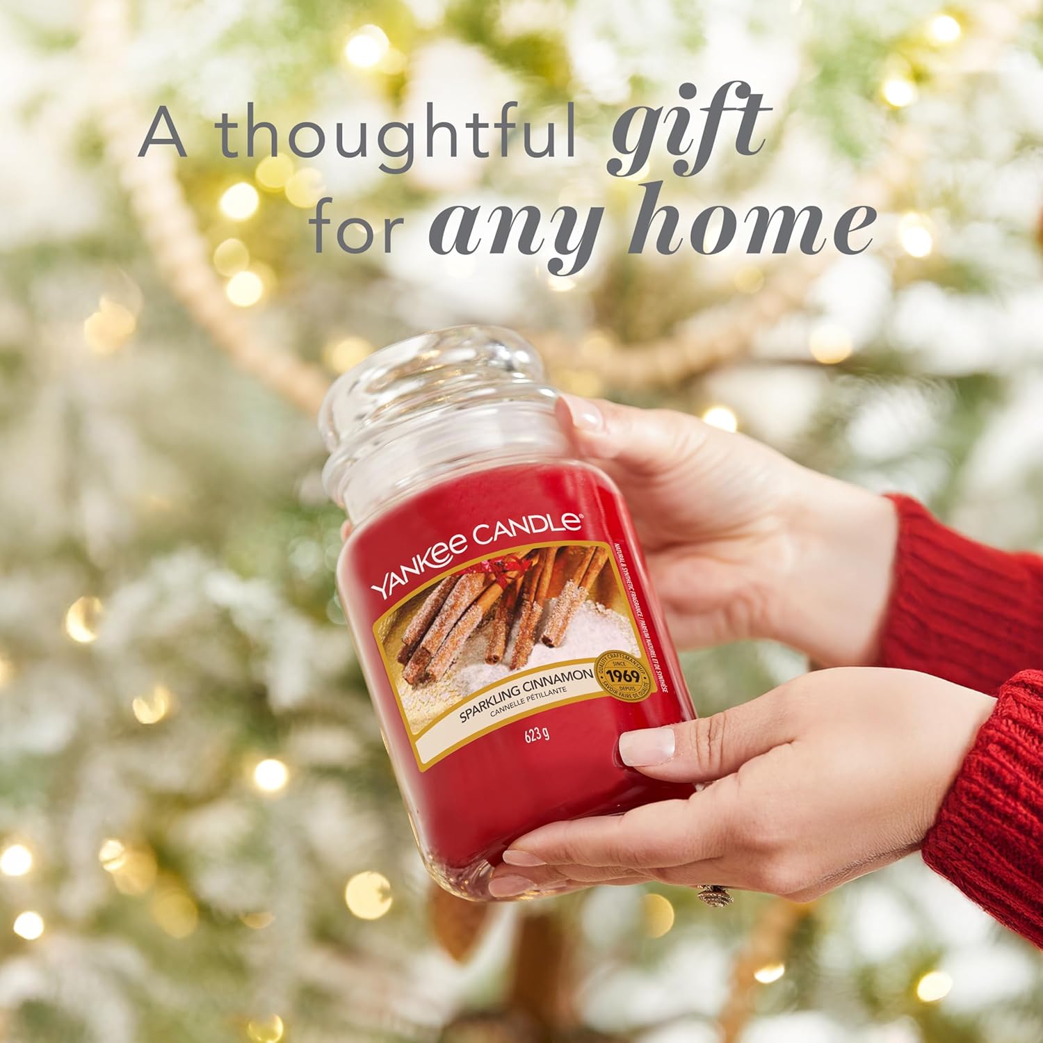 Yankee Candle Large Jar Scented Candle, Sparkling Cinnamon, Up to 150 Hours Burn Time