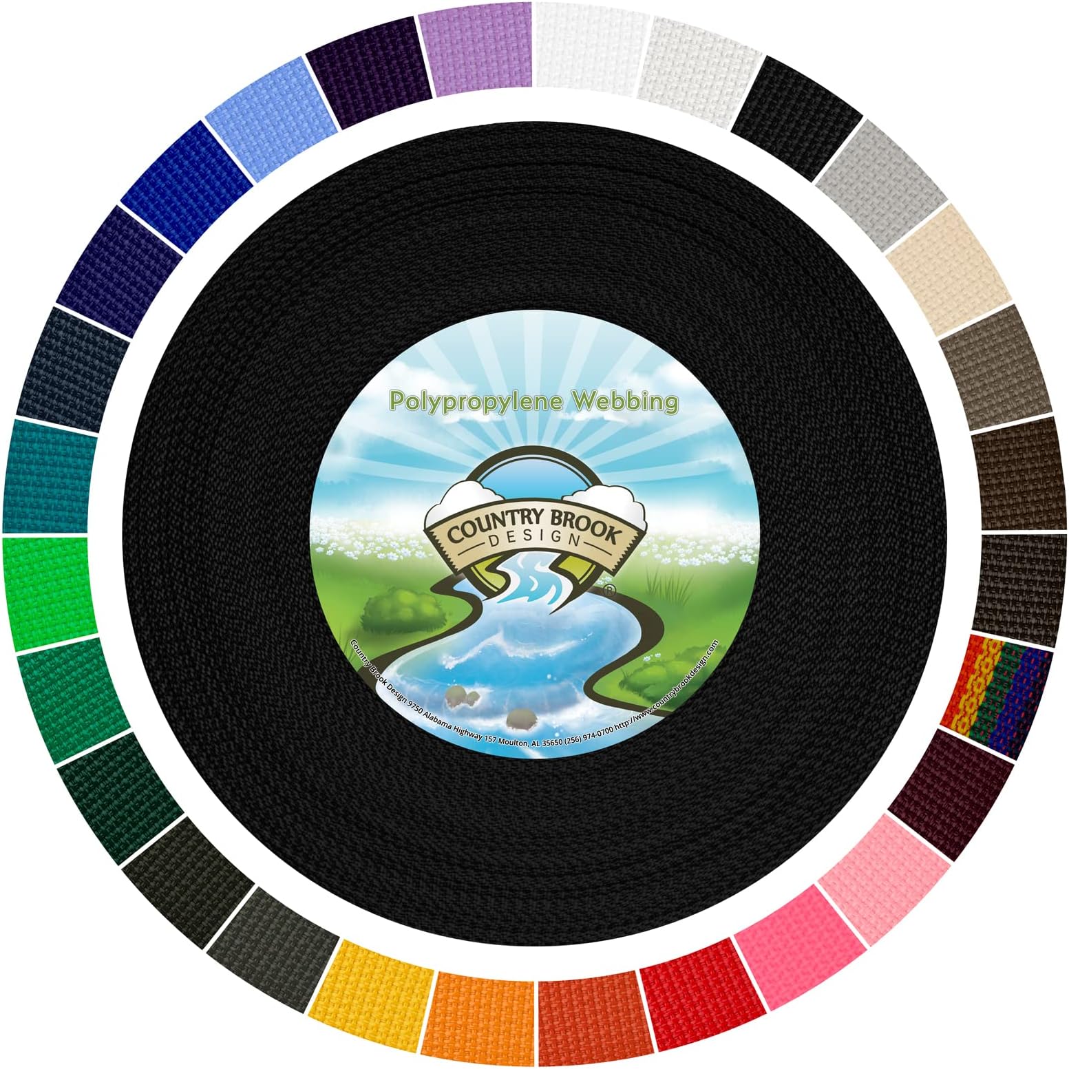 Country Brook Design - Black Polypropylene (Polypro) Webbing (1 Inch, 50 Yards)