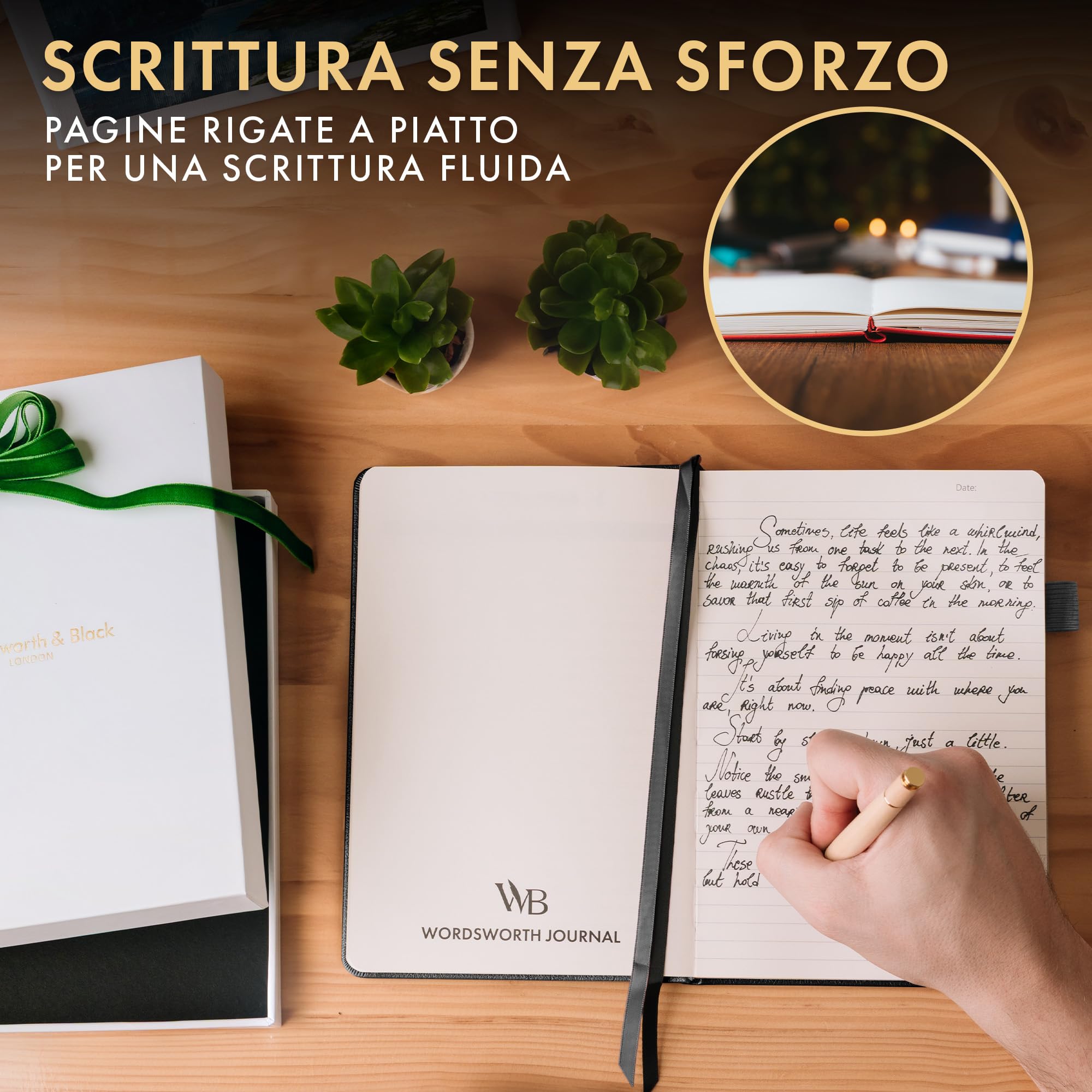 Wordsworth & Black Diario a Righe, 216 Pagine, Carta A5, Nero