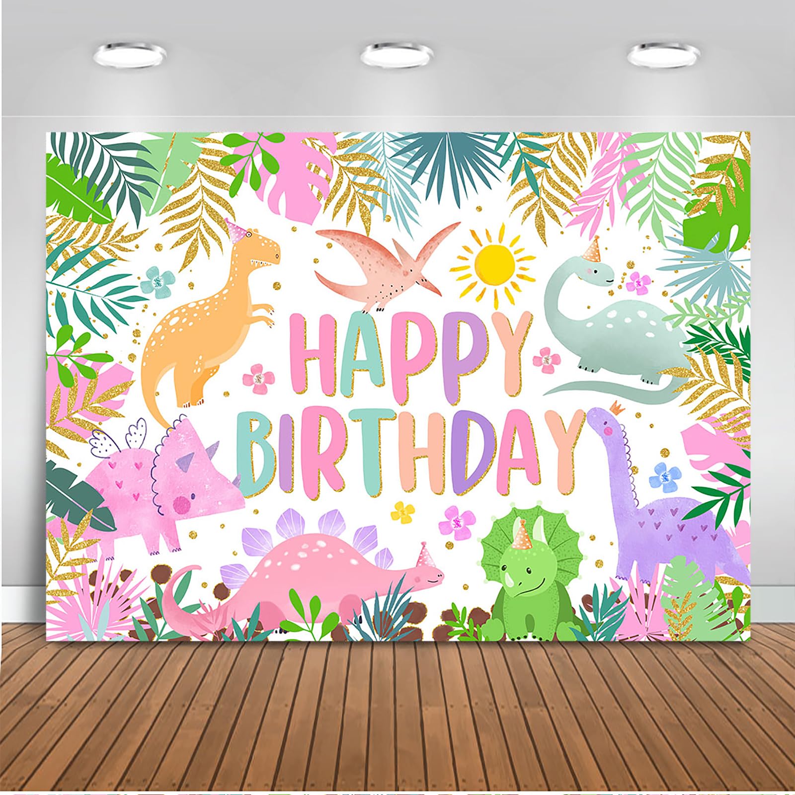 Mocsicka Dinosaur Birthday Backdrop Cartoon Dinosaur Girl Birthday Background Party Decor Dinosaur World Banner Dinosaur Theme Birthday Party Backdrop Supplies for Kid