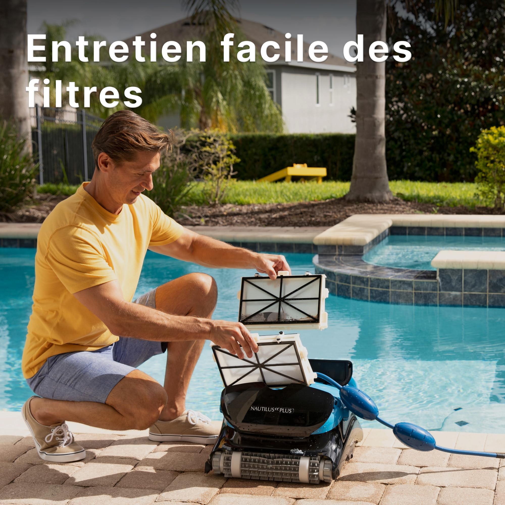 Dolphin Nautilus CC Plus Robot Piscine Fond et Parois, Piscine avec Planification Intelligente, avec Programmateur, Double Filtration, Idéal pour Les Piscines Hors Sol 12m