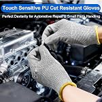 Dowellife Niveau 5 Gants de travail résistants coupés pour hommes et femmes, PU Gants de jardin respirants enduits, minces et souples pour la mécanique et la pêche (X-Large, Grey)