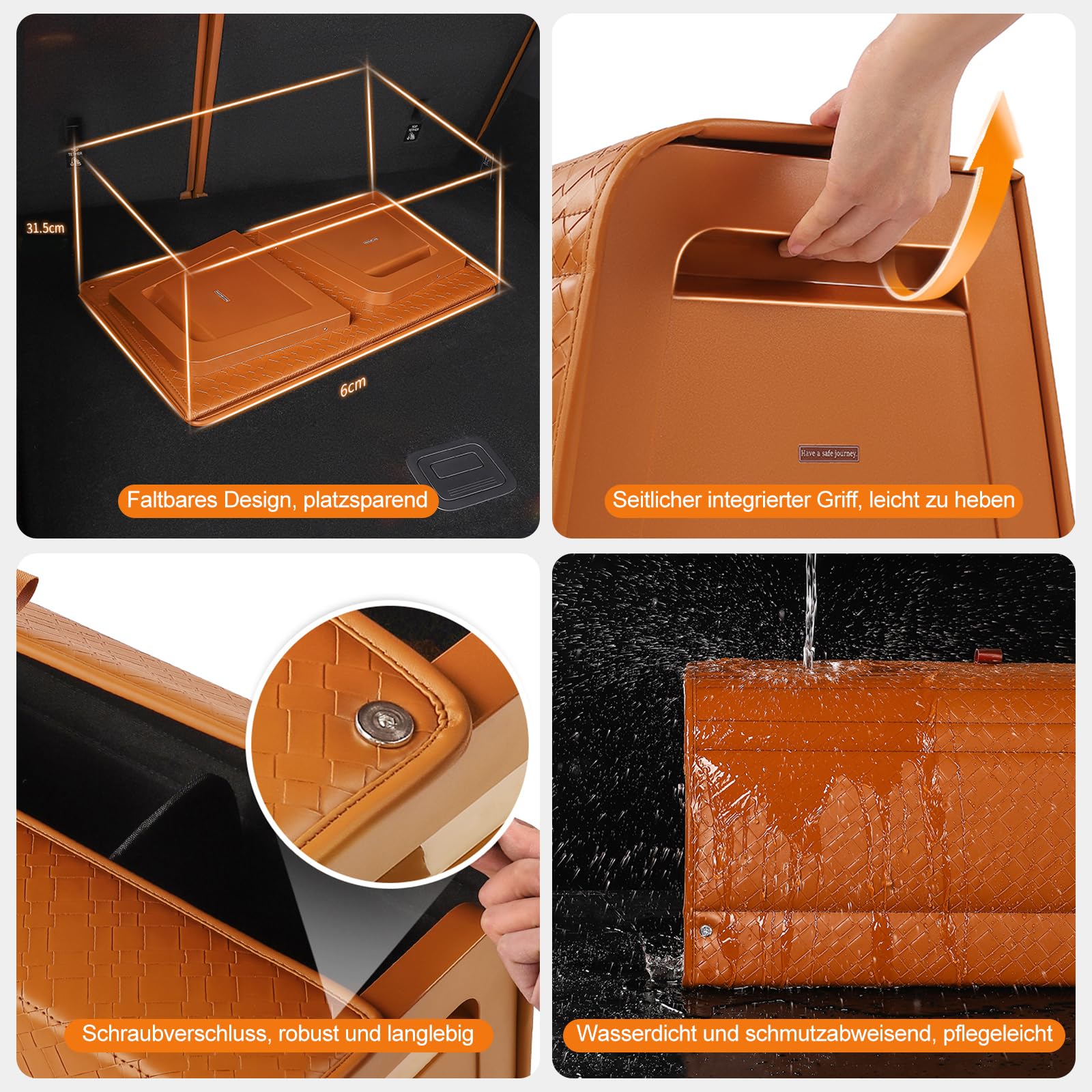 Ergocar Kofferraum-Organizer aus Leder, Aufbewahrungsbox für sauberes Werkzeug, Zubehör, faltbarer, magnetischer Deckel, wasserdicht, geeignet für PKW, SUV, LKW