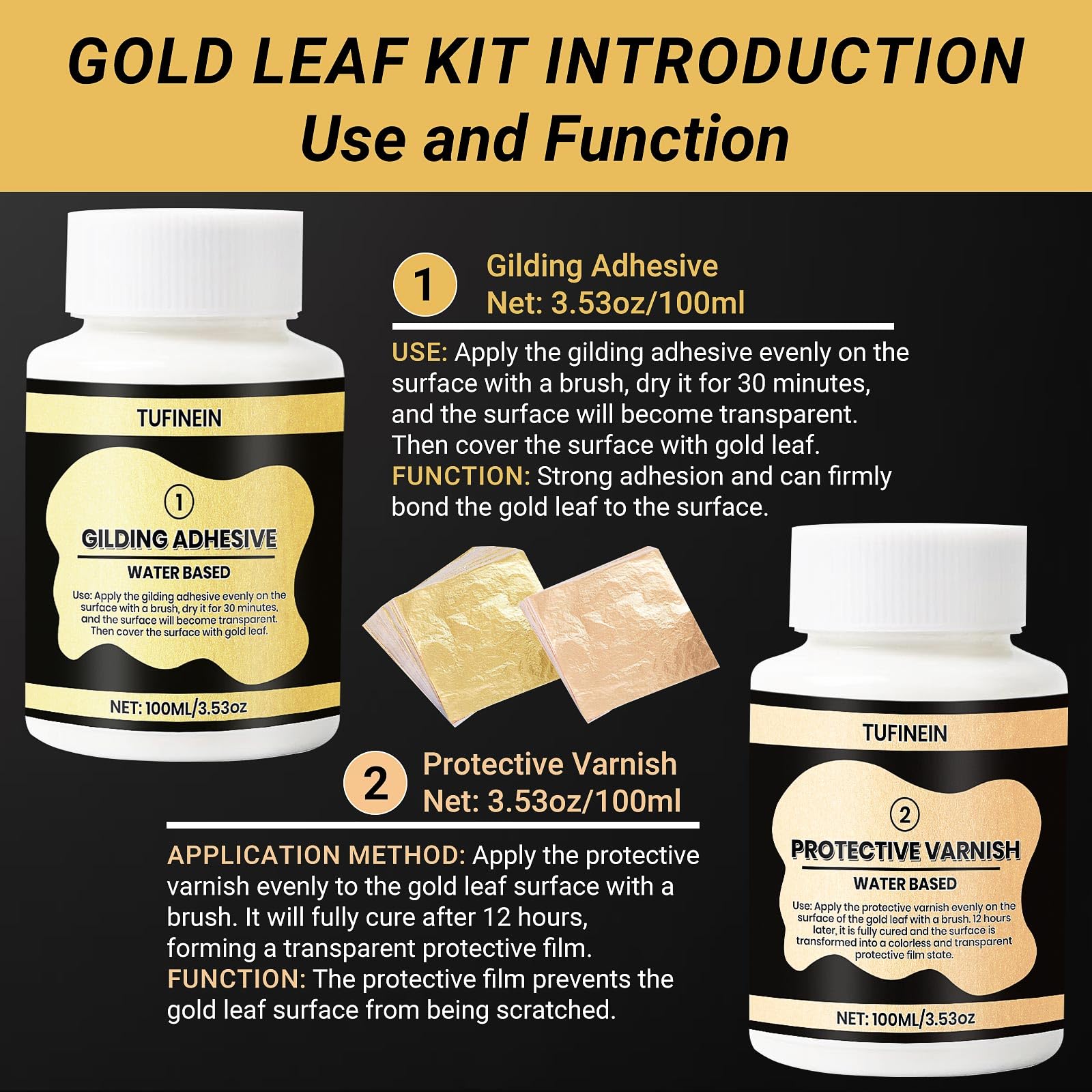 Gold Leaf Gilding Kit - Luxurious Decor & DIY -4 Gold Leaf Gilding Kit - Luxurious Decor & DIY -4