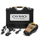DYMO® Rhino™ 6000 Industrial Label Maker, Computer Connected Label Maker with Hard Carry Case, 1 Vinyl Tape Cassette, 1 Flexible Nylon Tape Cassette and Rechargeable Lithium Ion Battery