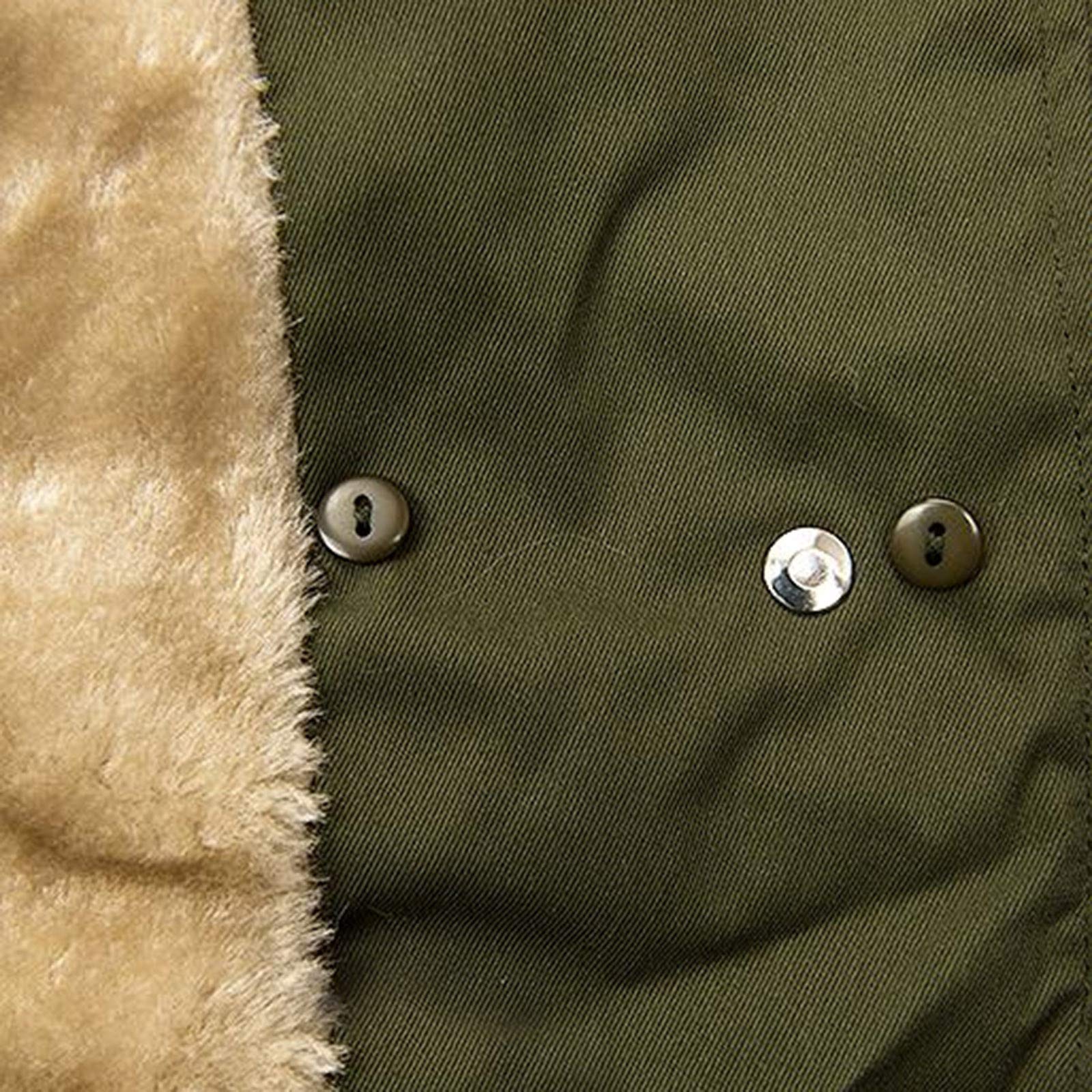 Parka de invierno para mujer, forrada, cálida forro de peluche, abrigo de exterior, trench con capucha de piel sintética, abrigo de invierno de manga larga, chaqueta con capucha, entallada,