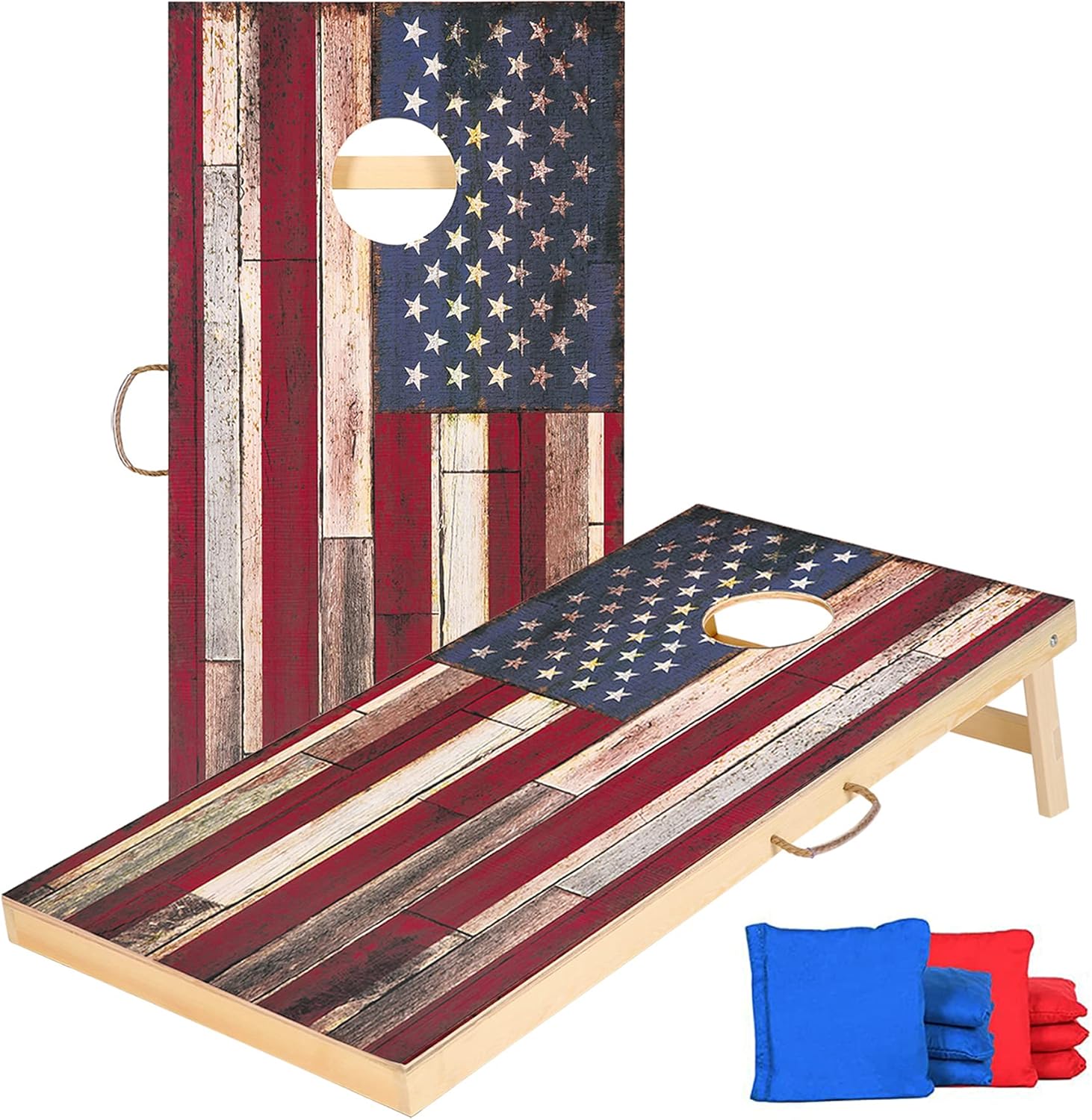 CastleLife Premium Solid Wood Cornhole Game Set, Regulation Size 4'x 2' Vintage Cornhole Boards with 8 Bean Bags, Great Fun Outdoor and Indoor Toss Game for Holiday Weekends, Tailgates, Tournaments : Sports & Outdoors