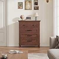 Vista 3 de GarveeHome 4 Dresser for Bedroom, 34.8 in Tall Vertical Drawer Dresser with Large Storage, Freestanding Wooden Closet Chest for Bedroom, Living