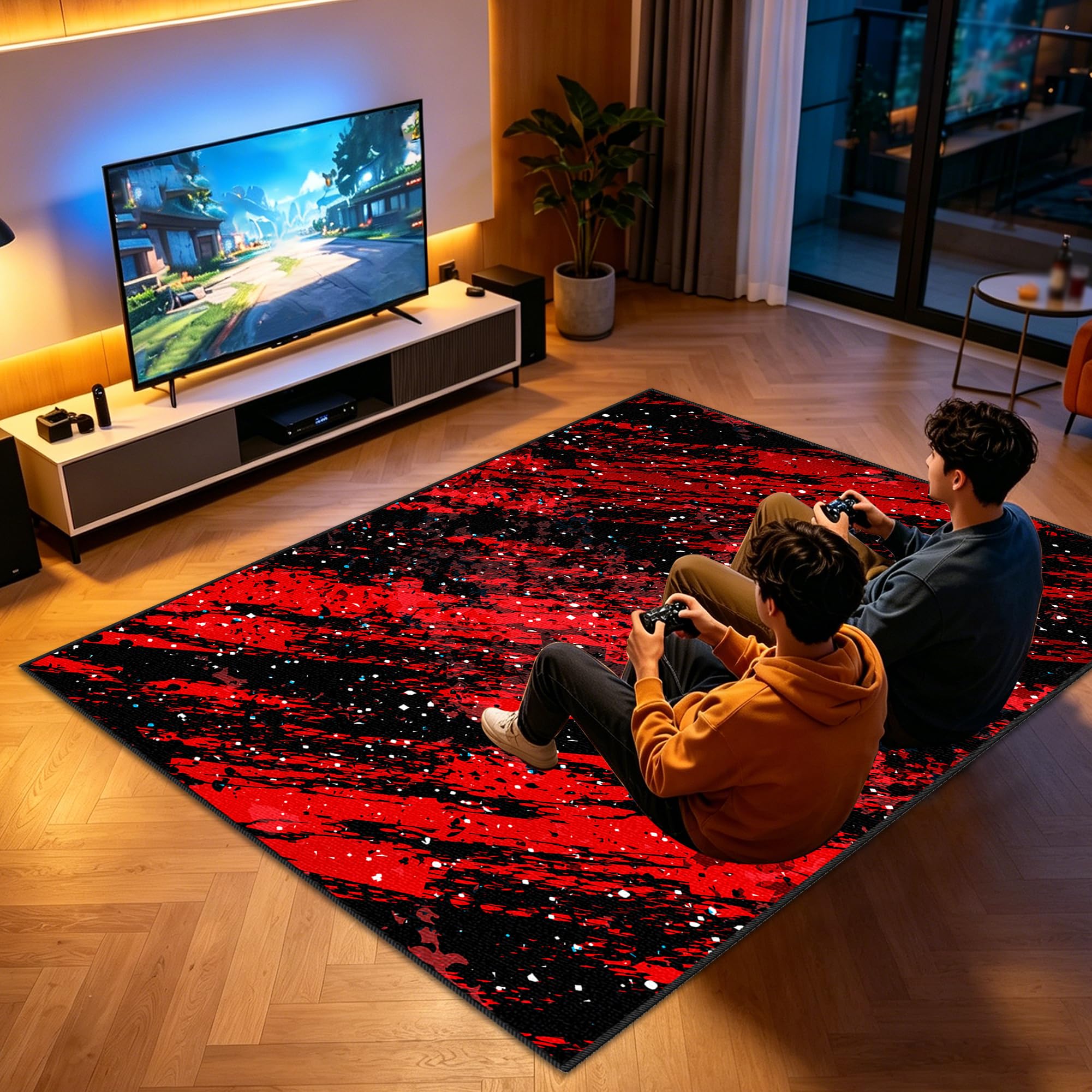 Mata do zabawy do pokoju chłopięcego mata do zabawy 130 x 150 cm mata podłogowa do gier, mata podłogowa e-sportowa mata na krzesło do gier salon mata ochronna na podłogę do gier 3D do jadalni
