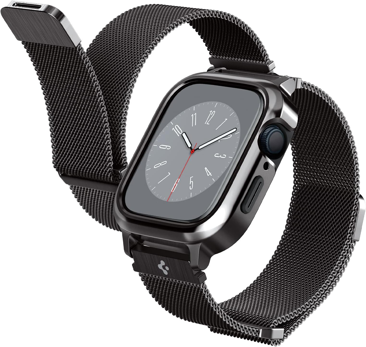 Metal Fit Pro for Apple Watch SE3 40mm Case with Strap Band, Apple Watch Series 9/8/7 41mm, SE2/SE/6/5/4 40mm Aluminium Case with Steel Strap Band - Graphite