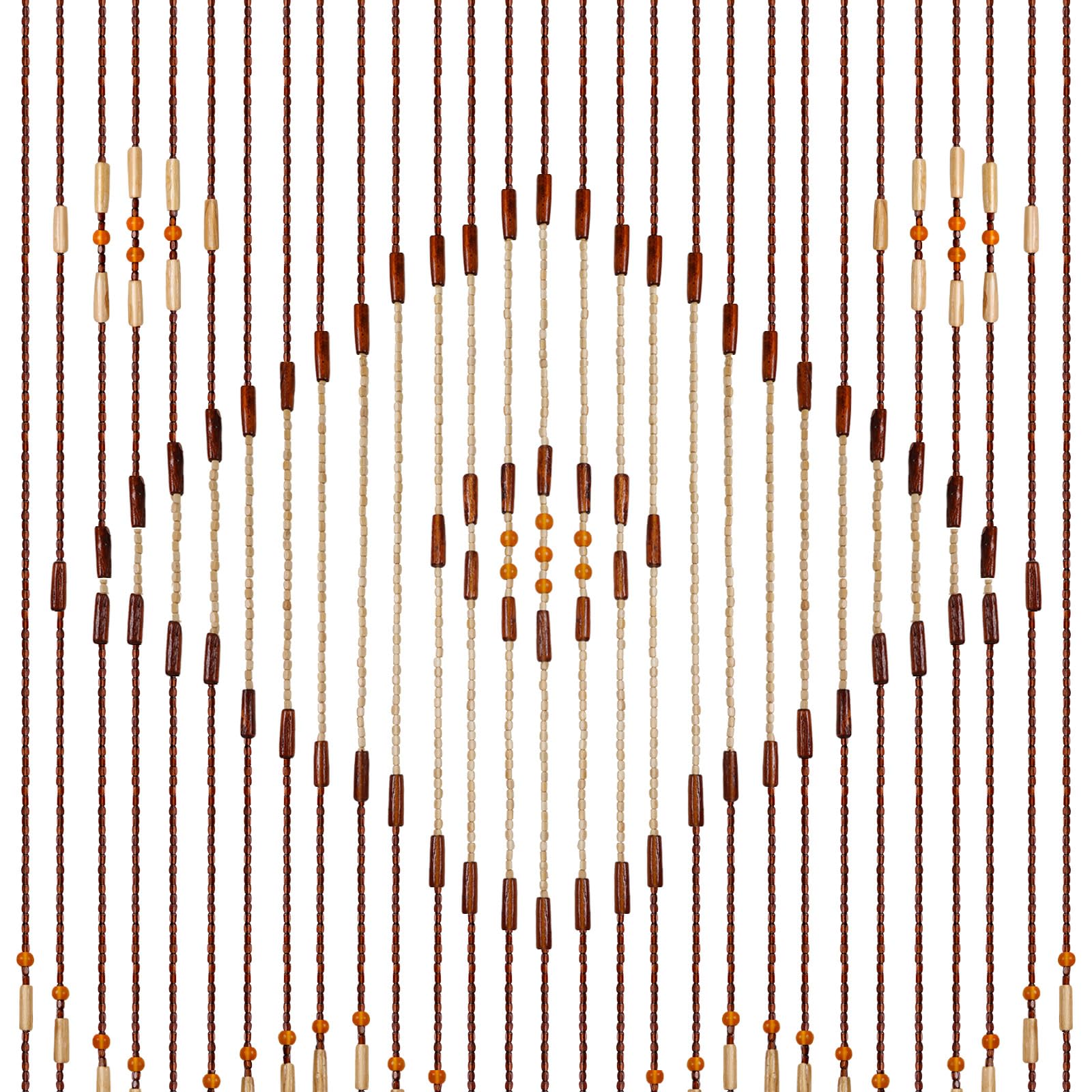 Rideau en perles de bois, contre les insectes, marron chocolat, 208 x 90 cm