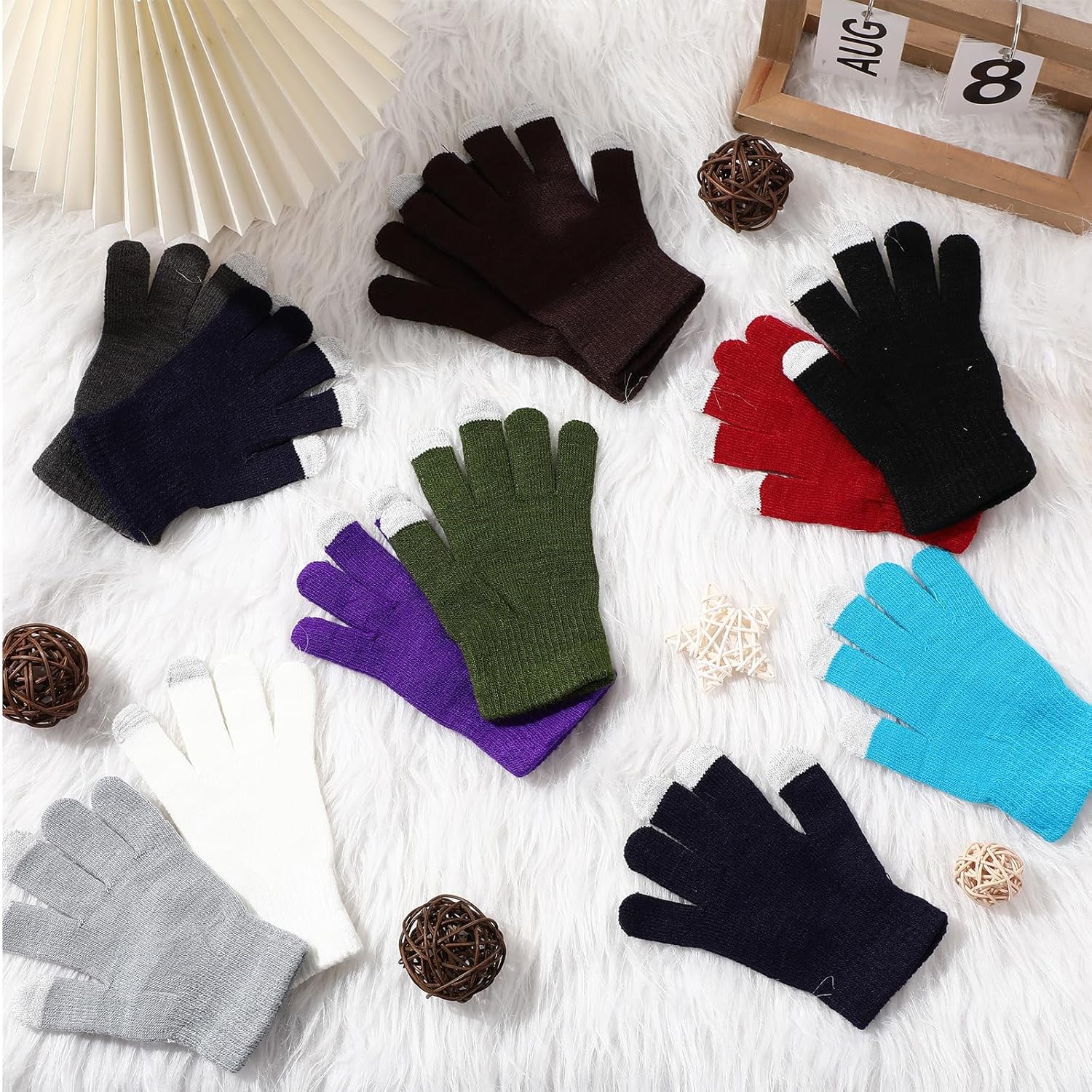 Handepo 50 Pairs Winter Gloves Bulk Knit Stretchy Warm Touchscreen Gloves Multicolor for Men Women Running Cycling Driving - Image 7