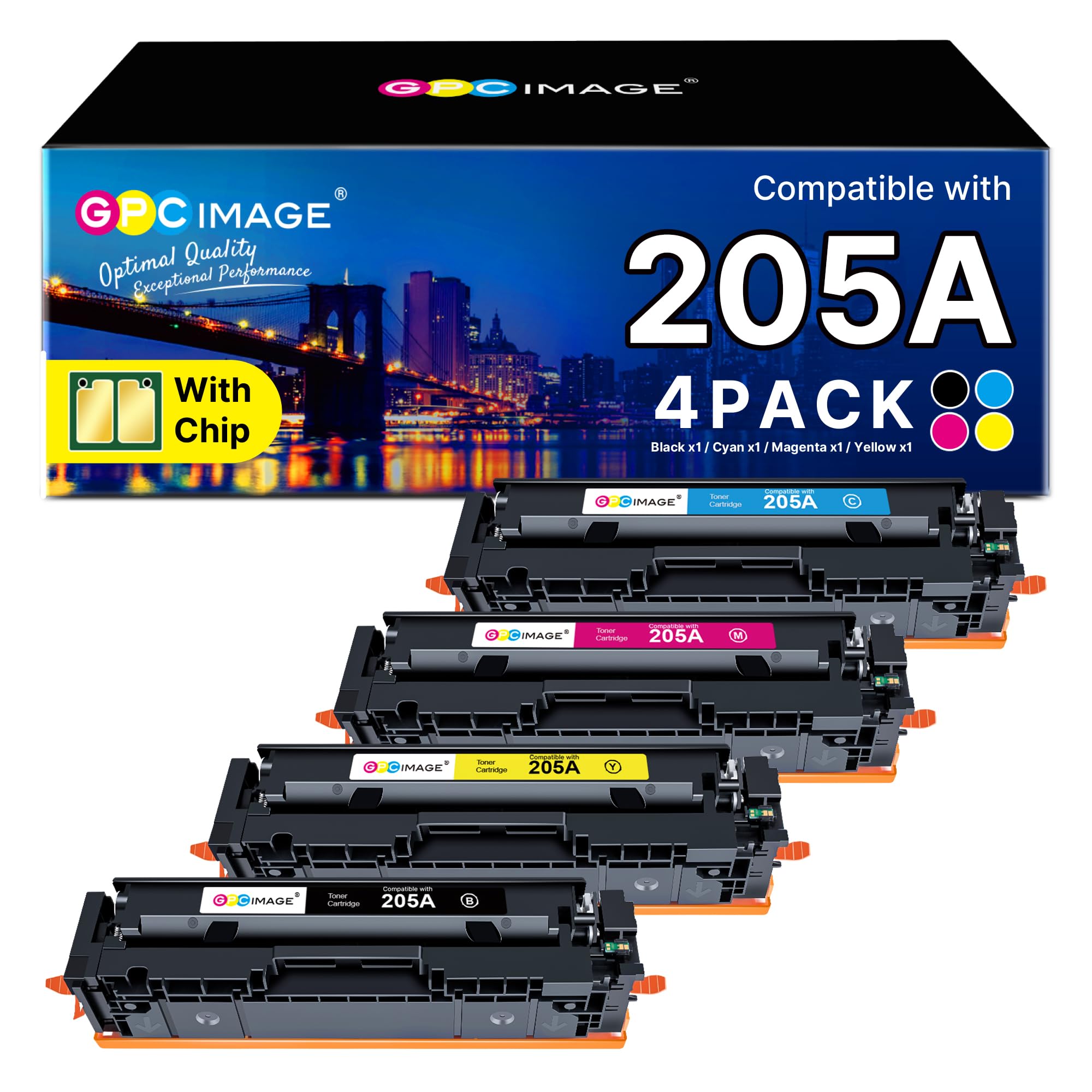 GPC Image 205A Compatibili per HP 205A CF530A Toner LaserJet MFP M181fw | per HP MFP M181n M180n M180nw M180fw, LaserJet Pro M154a M154nw, 4-Pack
