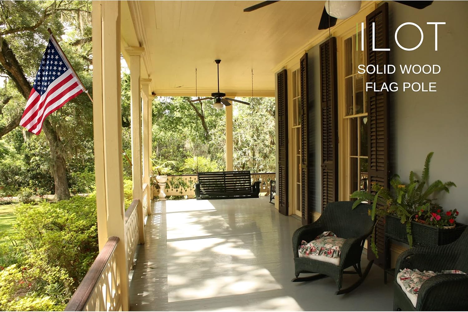 56" Wooden Flag Pole for House Pack of 4 Improved Design Tangle Free Adjustable Rotating Rings Heavy Duty Flag Poles for Outside Fit Most Flag Sizes