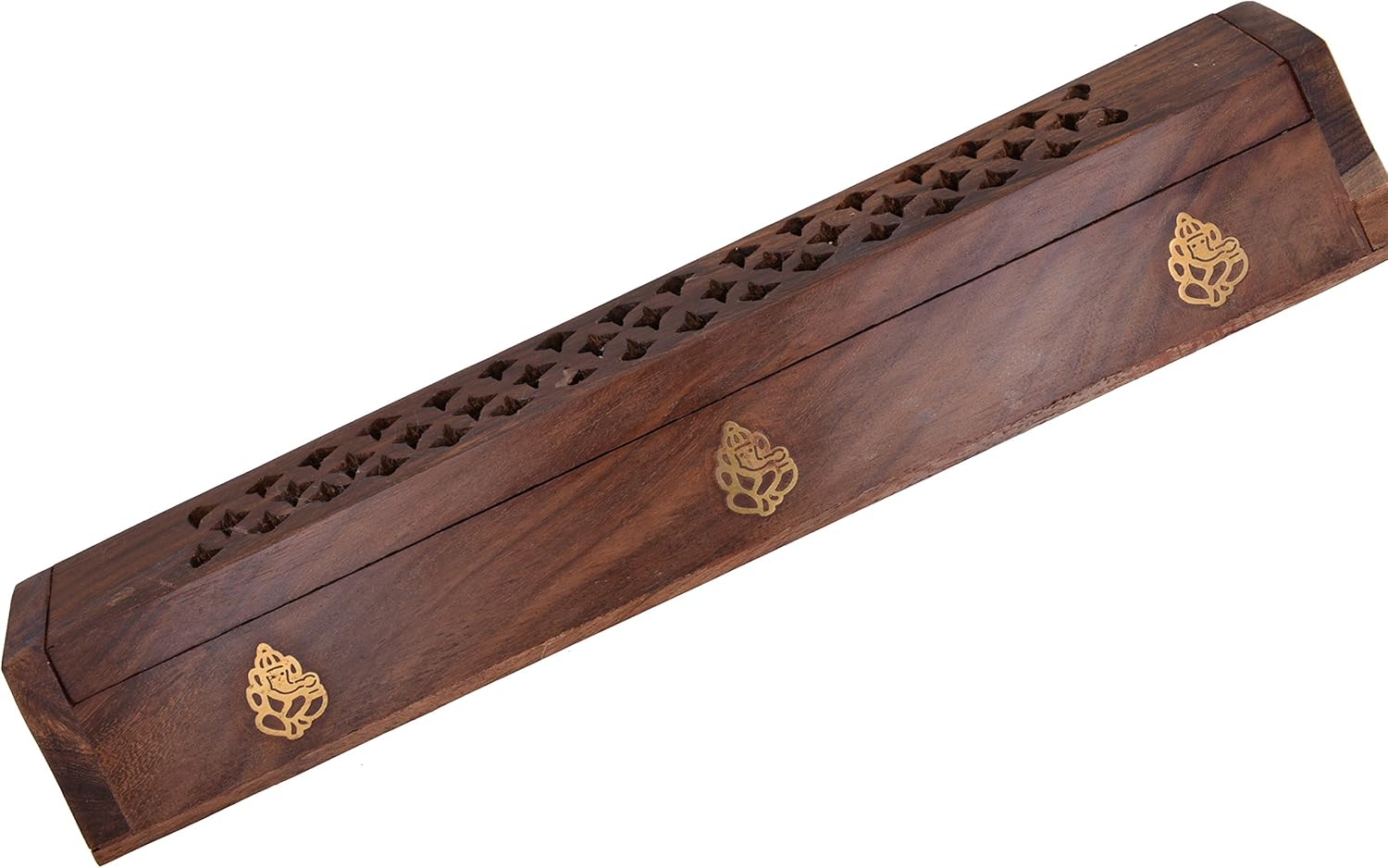 Rosewood Incense Burner Exquisite Hand Carved Wooden Incense Stick,cone Holder Box with Jali and Ganesha - 6 Pack