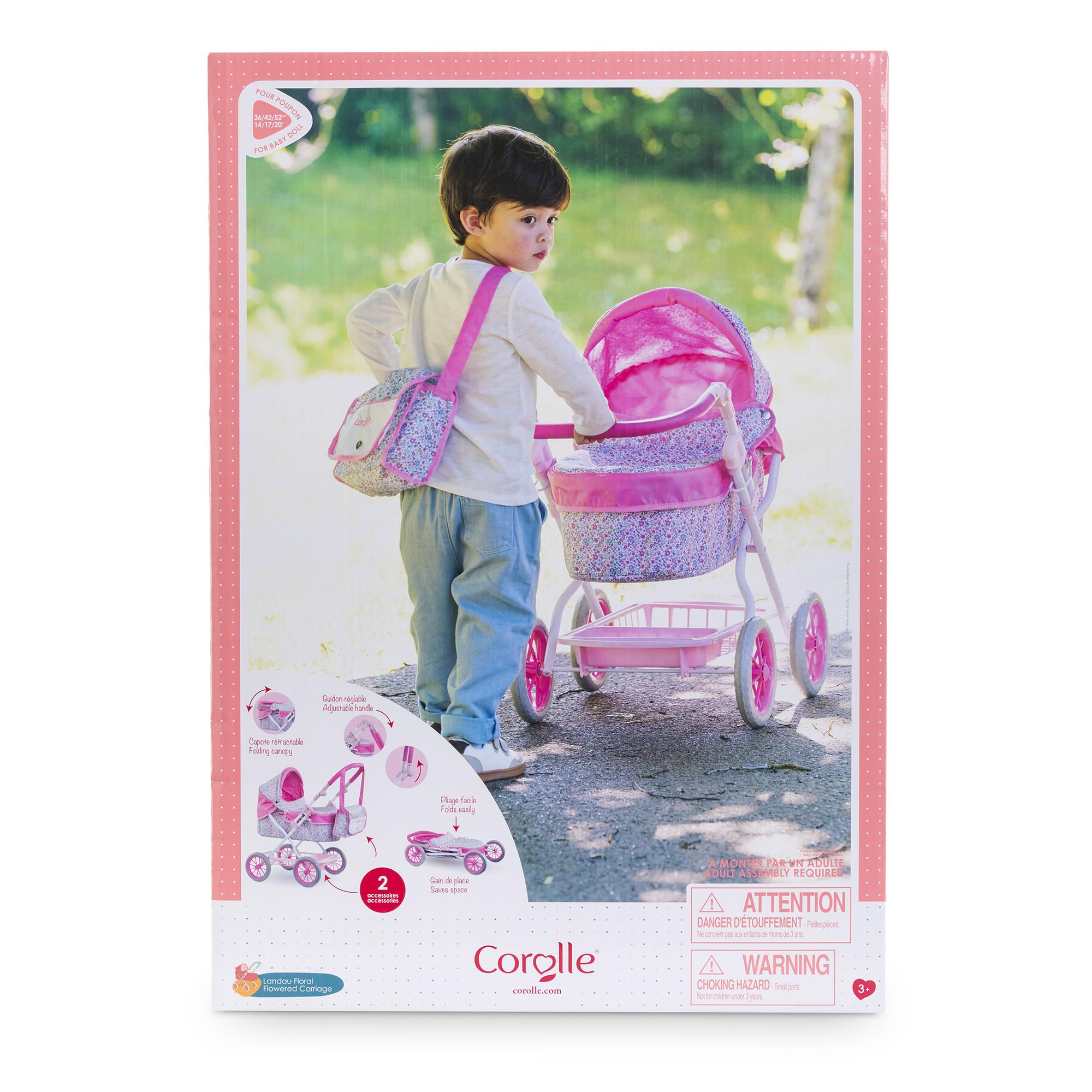 Corolle - Carrozzina floreale, accessorio, per poponi 36 cm, 42 cm e 52 cm, dai 3 anni, 9000141860