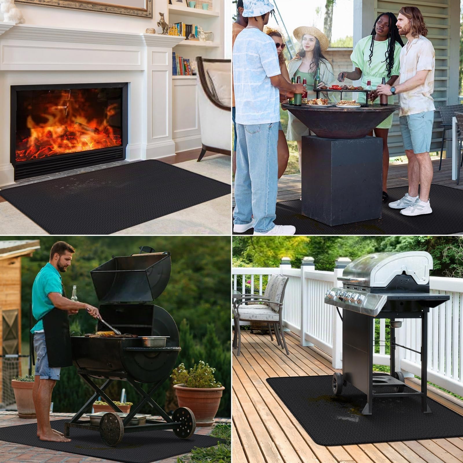 Base ignífuga | Tapete protector plegable de 100 * 150 cm | Tapete protector para el suelo | Tapetes para parrilla | Tapete para el suelo | para parrillas de barbacoa, estufas, suelos, césped