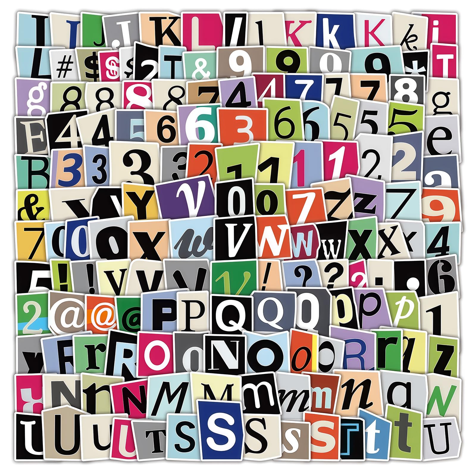 Tivleed Multicoloured Scrapbook Stickers, Letter Stickers, Vintage Stickers, 200Pcs Self-Adhesive Pvc Alphabet Number Stickers Waterproof For Scrapbooking, Journals, Calendars, Notebooks, Laptop Diy Craft Decoration