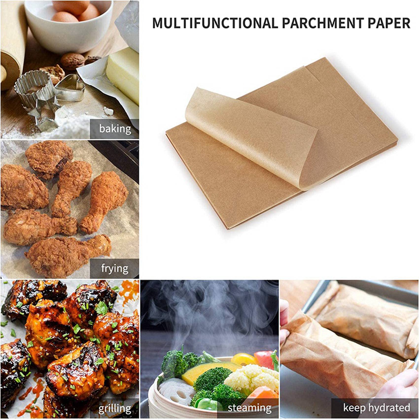 Bandeja para Hornear de Papel de Aceite de Silicona de 1000 Piezas, Papel Antiadherente para Hornear, Adecuado para Hornear, Freidora de Aire, Pasteles, Galletas, Etc.