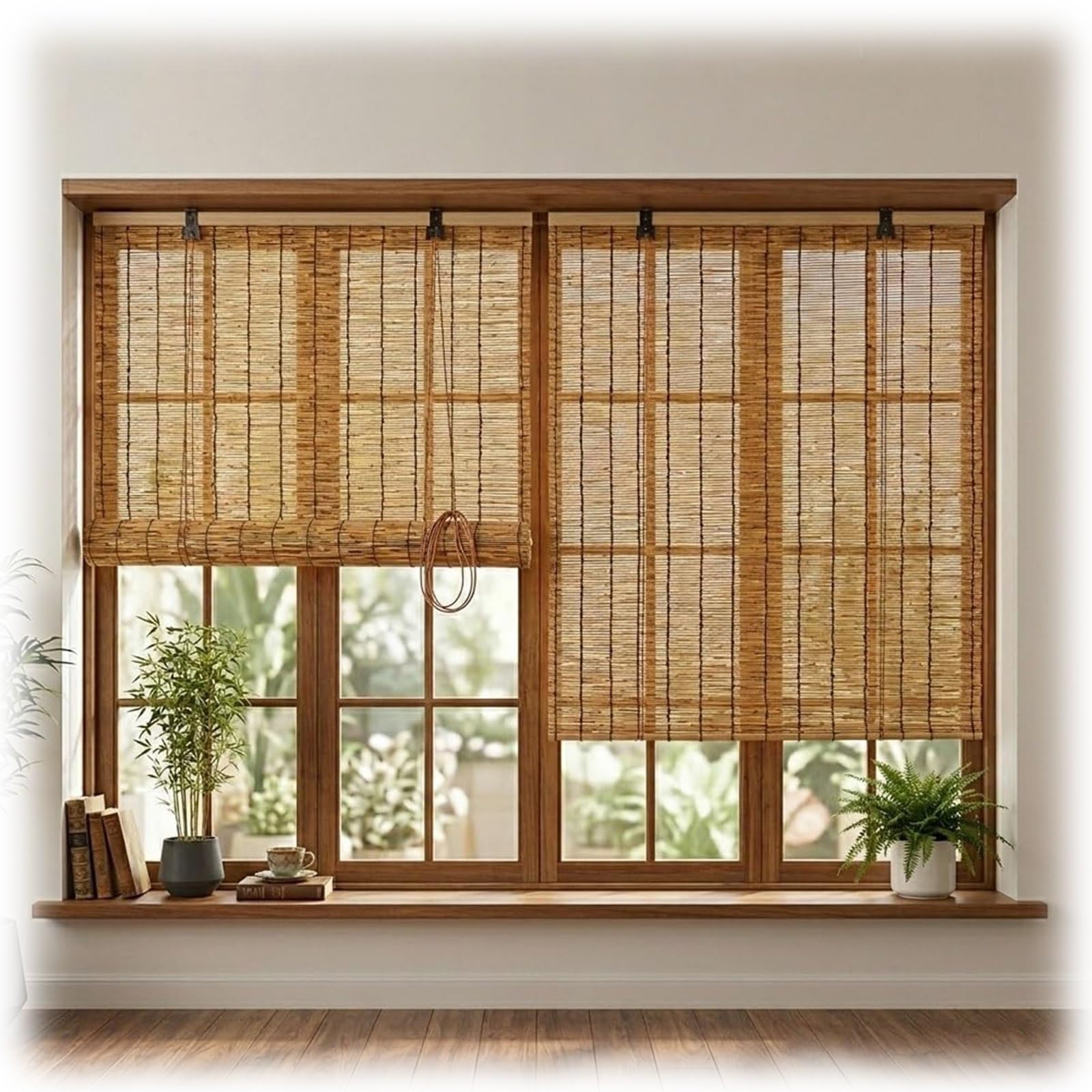 CMJYMX Light Filtering Reed Roller Blinds, Natural Roll Up Window Blind Waterproof Roller Shades For Home Light Filtering Indoor Outdoor Patio(50x180CM/20x71IN(WxH))