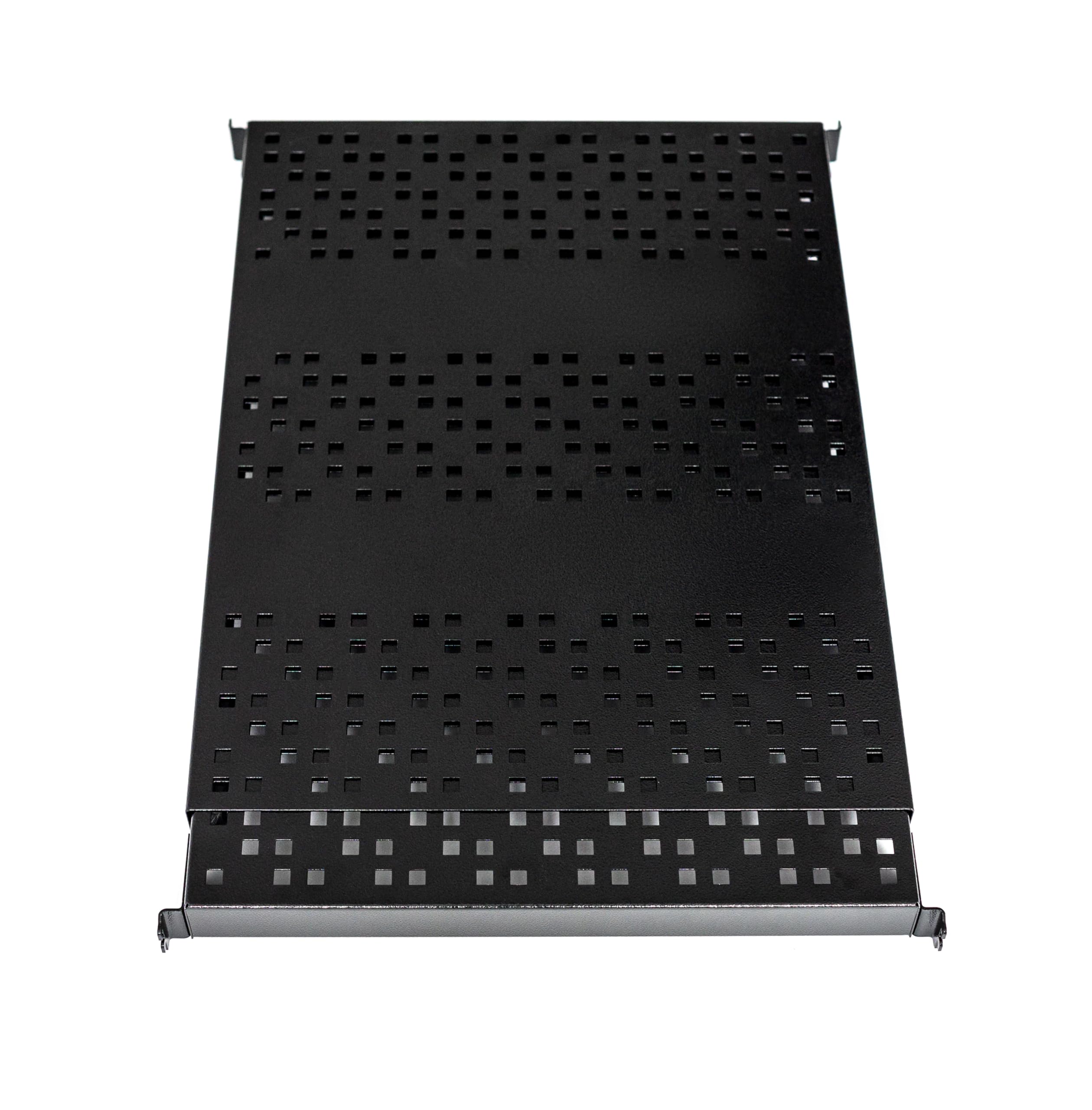 SABAJ M&D Étagère Rack 19″ 1 U – Profondeur réglable, Montage sans Outil, Charge 80 kg (Noir, 675-1140 mm)