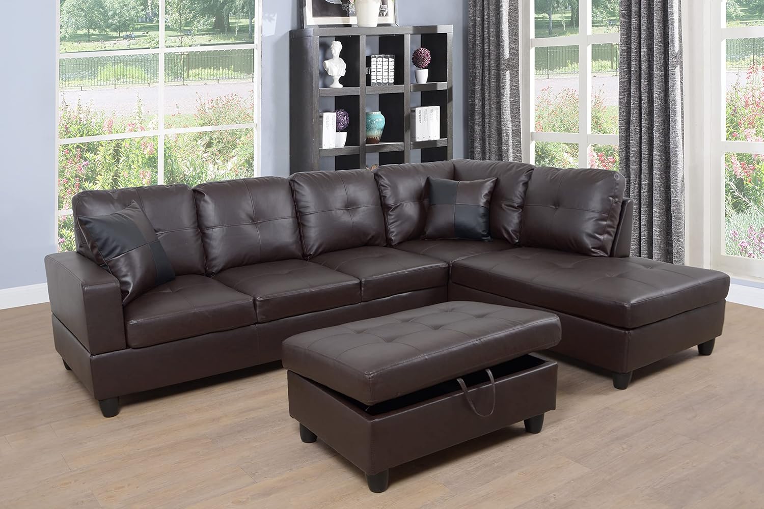 Sectional Sofa Set, 93A Brown