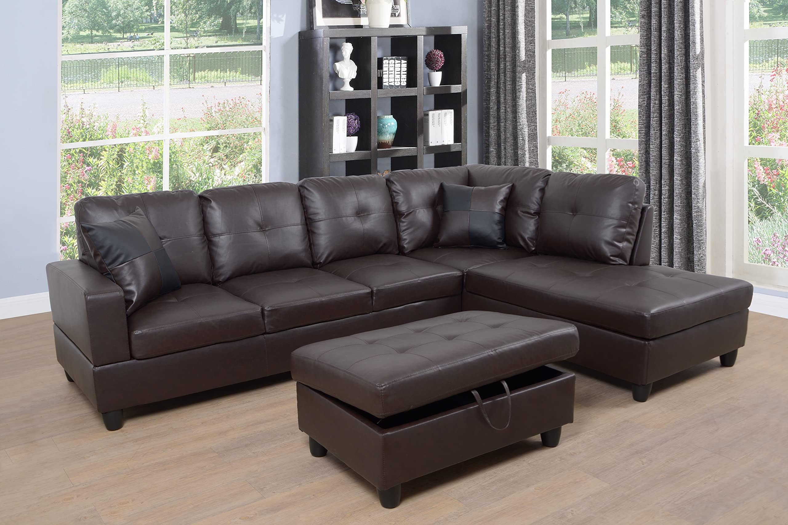 Sectional Sofa Set, 93B Brown