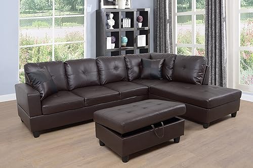 Miniatura 5 de Juego de sofá seccional, 91B, color negro 91b Negro,91a Negro,92a Blanco,93a Brown,93b Brown,94a Borgoña,94b Borgoña,92b