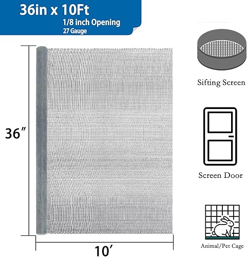 Miniatura 2 de Hardware Cloth 36 pulgadas x 10 pies, 18 pulgadas galvanizado sumergido en caliente alambre tejido cercado, paño de hardware, valla de pollo,